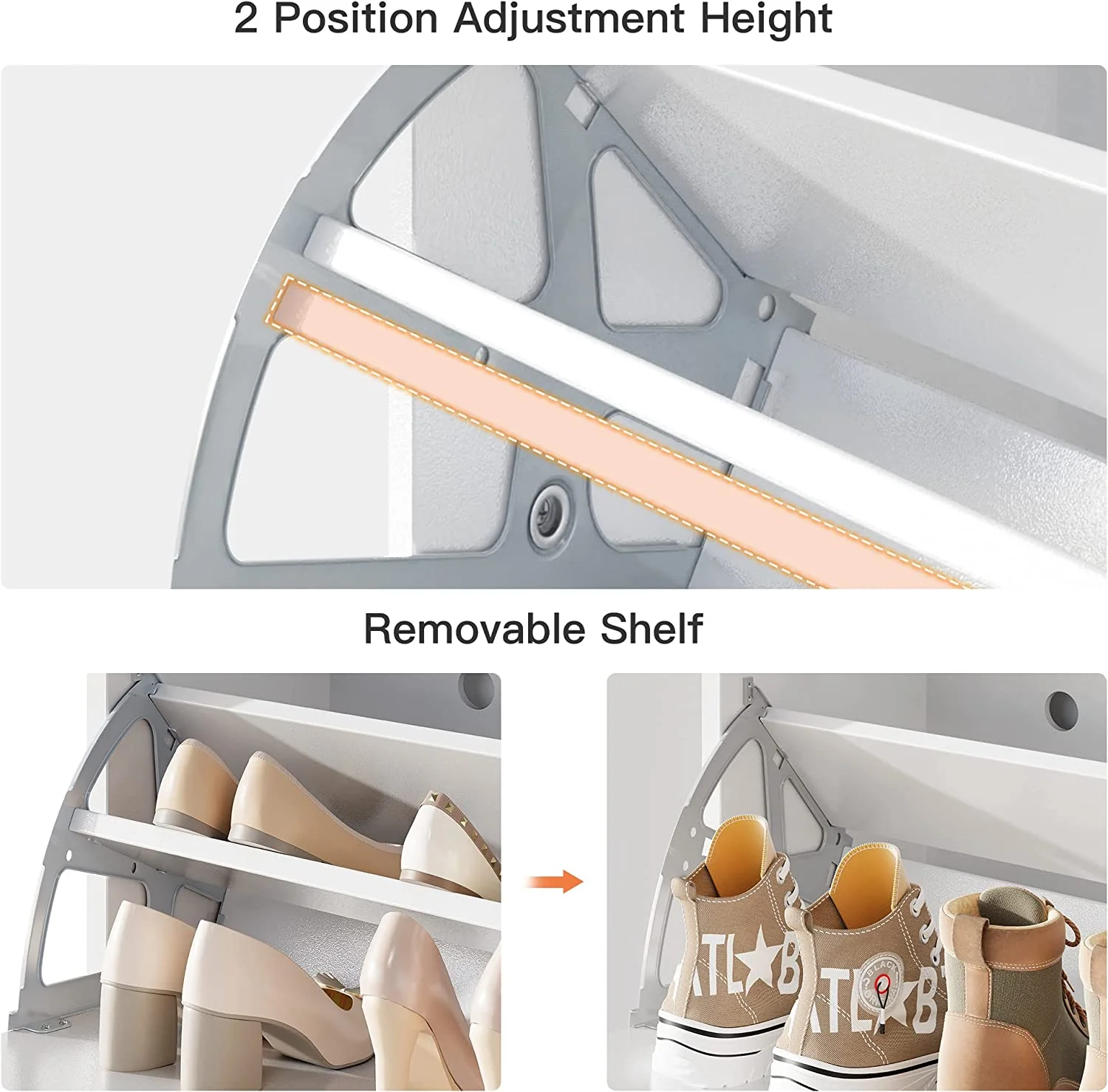 Shoe Cabinet for Entryway Slim Entryway Shoe Storage Cabinet with 2 Flip Drawers Size up to Men's 13 White Narrow Shoe Cabinet Freestanding Hidden