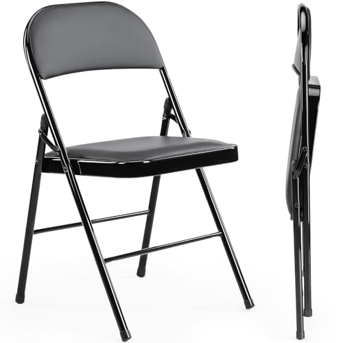 Sweetcrispy Folding Chair 12 Pack, Leather Padded Folding Chairs, Sturdy Metal Foldable Chairs, Easy to Use and Store, Outdoor and Indoor, for Home
