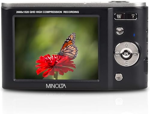 Minolta MND20 44MP Digital Camera &ndash; 2.7K Ultra HD Video, 16X Digital Zoom, Anti-Shake Stabilization, Time Lapse, Face Detection