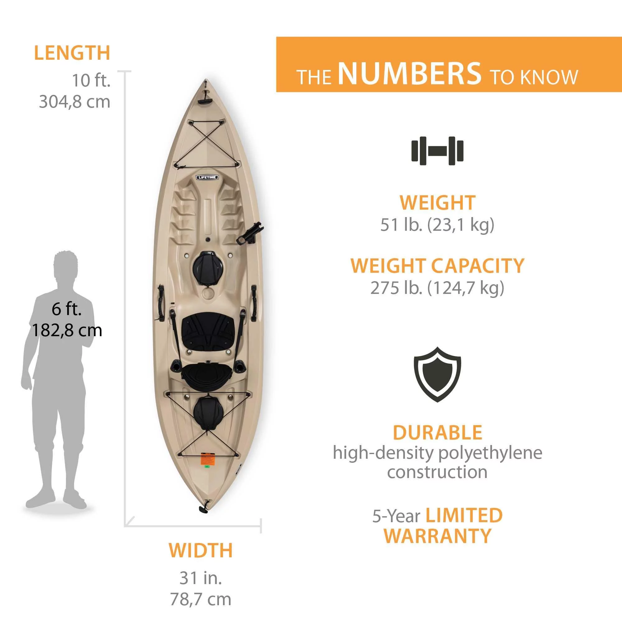 Lifetime Tamarack Angler 100 Fishing Kayak - 2 Pack (Paddles Included), Tan - 90806 - Radiant Selections