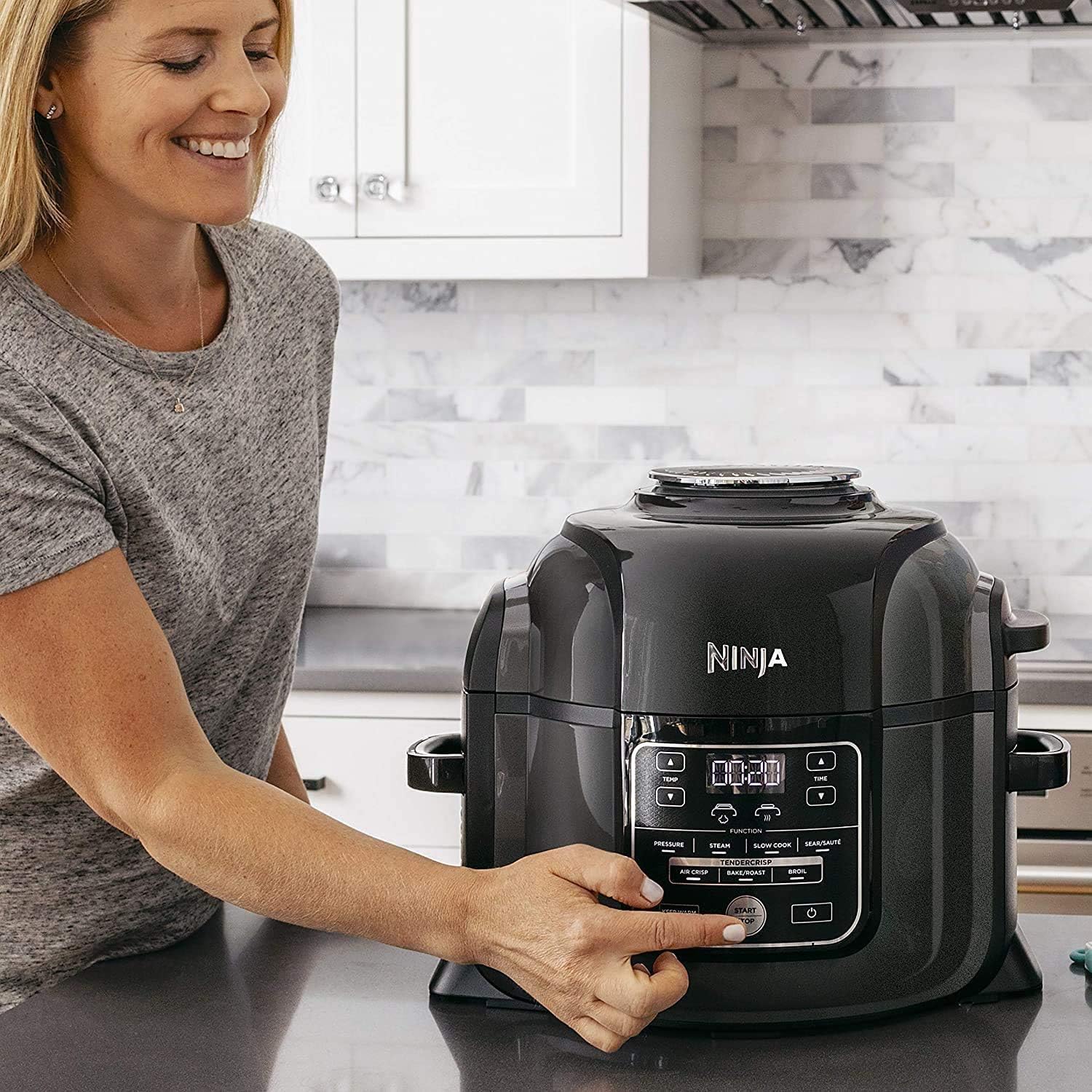 Ninja Foodi OP305/OP350 6.5 Quart TenderCrisp Pressure Cooker - Black/Gray -(Renewed)