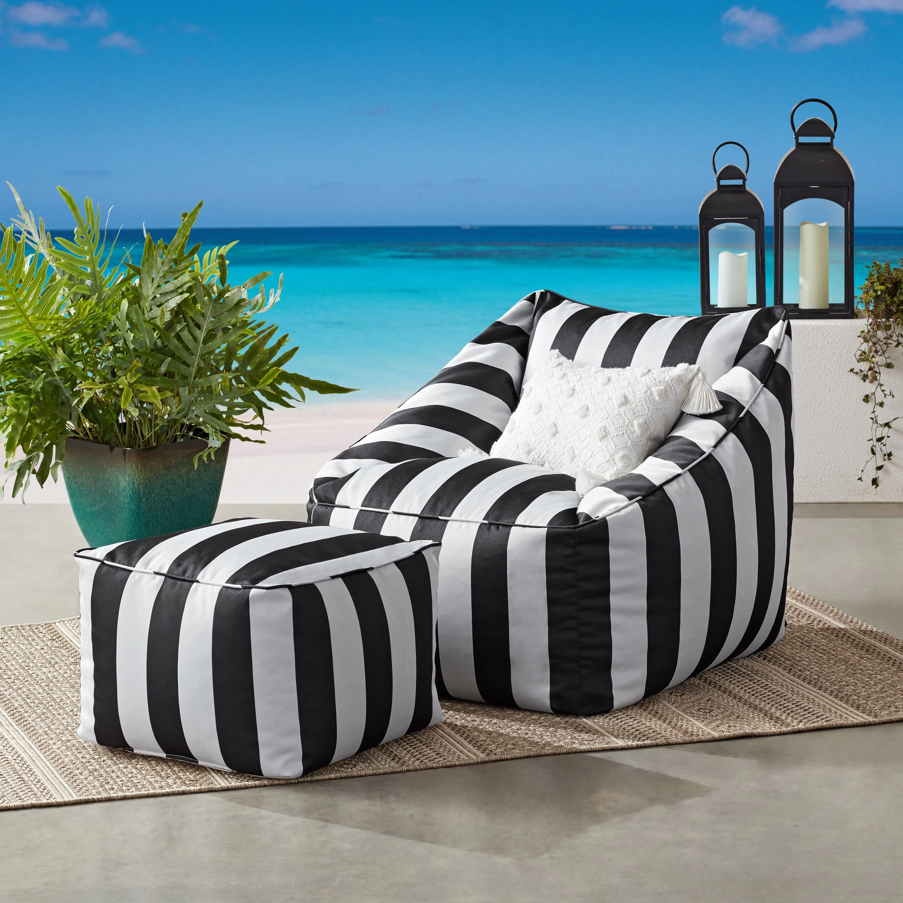 Better Homes & Gardens Dream Bean Patio Bean Bag Chair, Turquoise