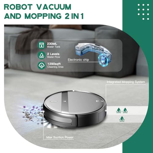 Robot Vacuum and Mop Combo, 2-in-1 Robotic Vacuum Cleaner with Tangle-Free Suction, WiFi/Alexa/App Control, Auto Recharge