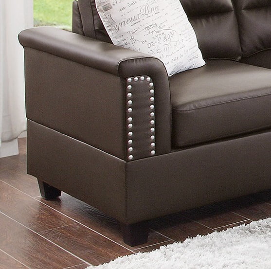 Espresso Contemporary Style Living Room Furniture 2pcs Sofa set Faux Leather Sofa And Loveseat Plush Cushion Couch