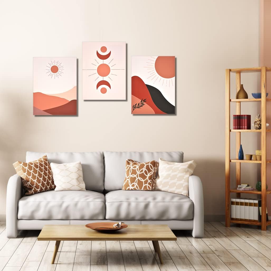 Modern Abstract Sun and Moon Boho Wall Art Painting