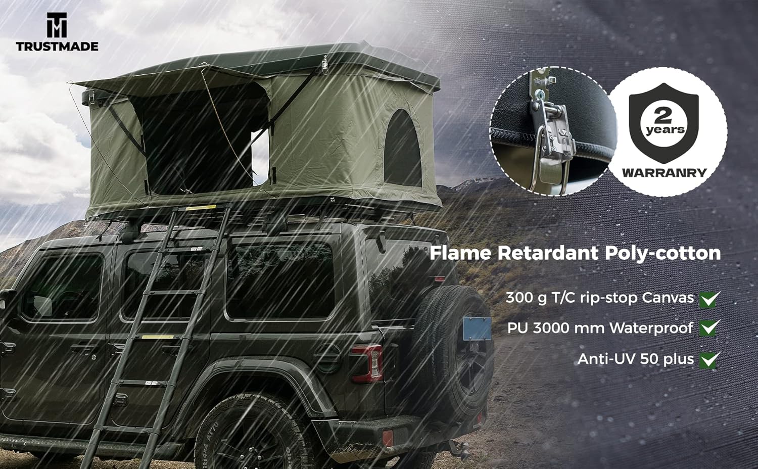 Trustmade Nomad Hardshell Rooftop Tent - Black/Green