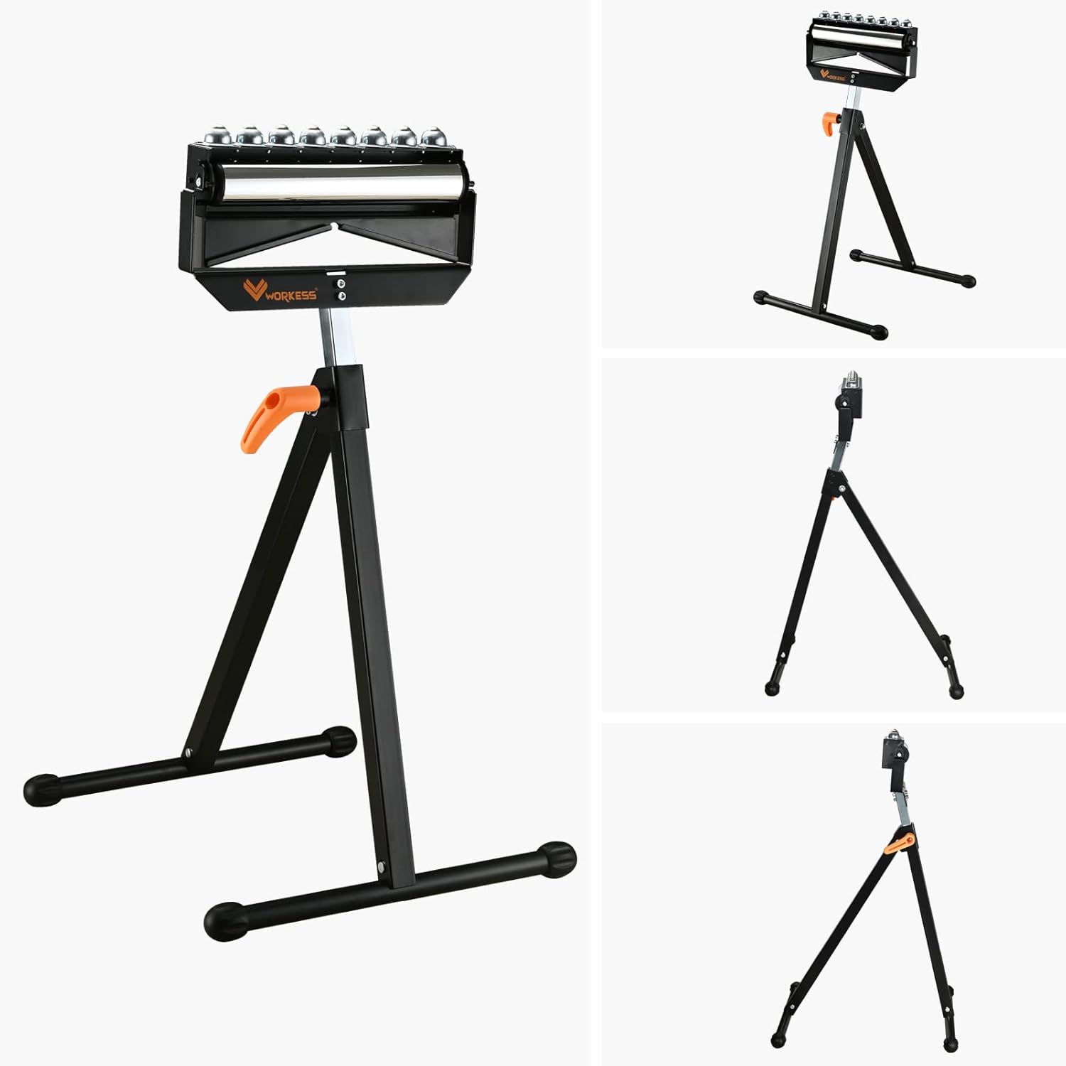 WORKESS Roller Support Stand,WK-RS010 132 Lbs Load Capacity,Adjustable Height (27 - 43) Single Roller Stands for Woodworking Pack of 2