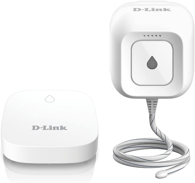 D-Link Wi-Fi Water Leak Sensor and Alarm Starter Kit, Whole Home System with App Notification, AC Powered, No Hub Required (DCH-S1621KT)