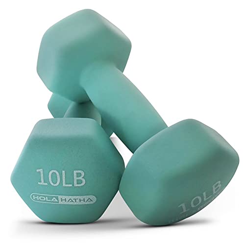HolaHatha Neoprene Dumbbell Free Hand Weight Set with Rack, Ideal for Home Exercises to Gain Tone and Definition