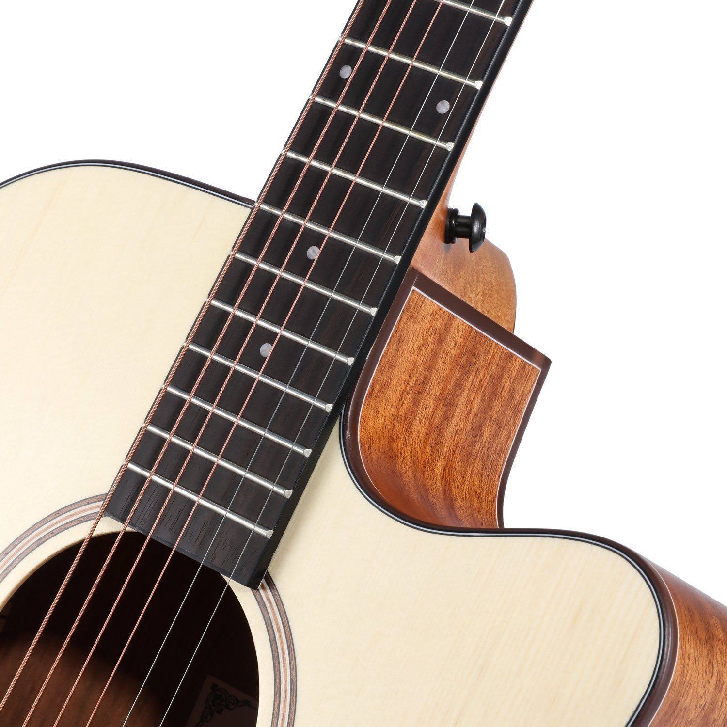 Donner DAG-1C Beginner Acoustic Guitar Full size, 41x22 Cutaway Guitar Bundle with Gig Bag Tuner Capo Picks Strap String
