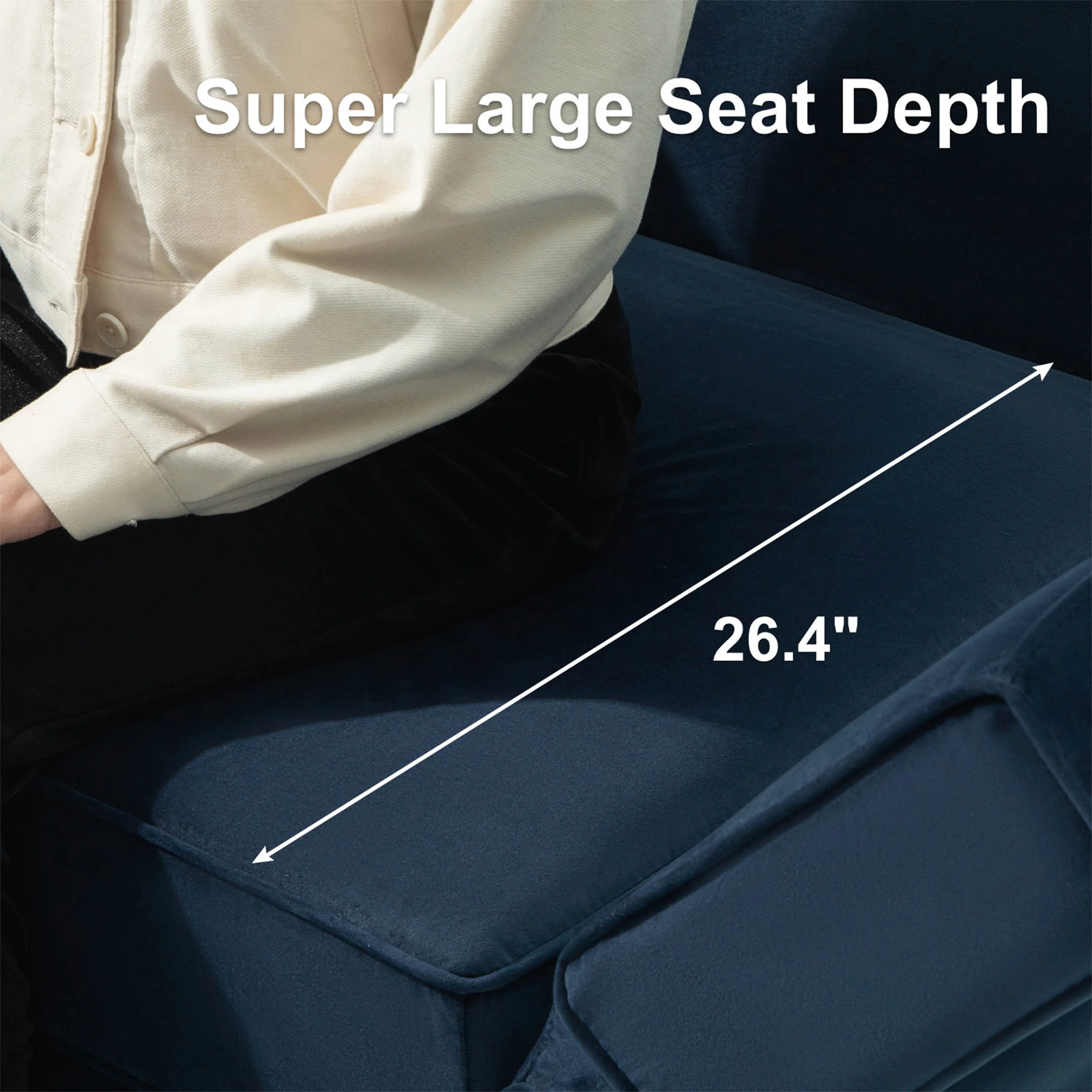 Belffin Modular Sectional L Shaped Sofa with Storage Velvet Convertible Chaise Couch 6 Seats Blue