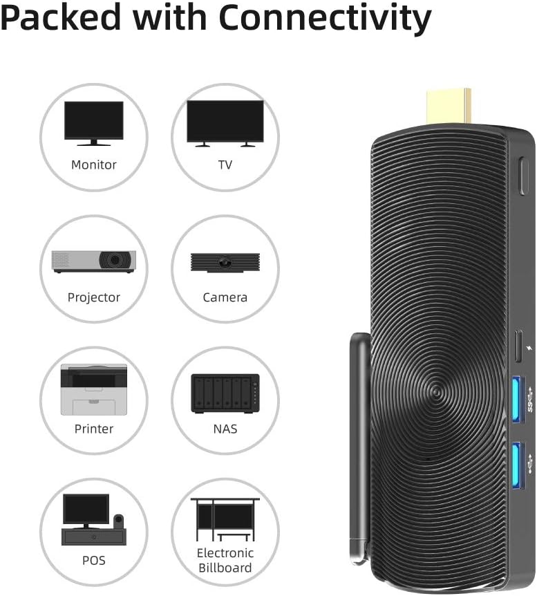 MeLE PCG02 Fanless Mini PC Stick Windows 11 Pro Celeron J4125 8G/128G Portable Computer Stick for Business & Home Video Support HDMI 4K 60Hz, BT4.2