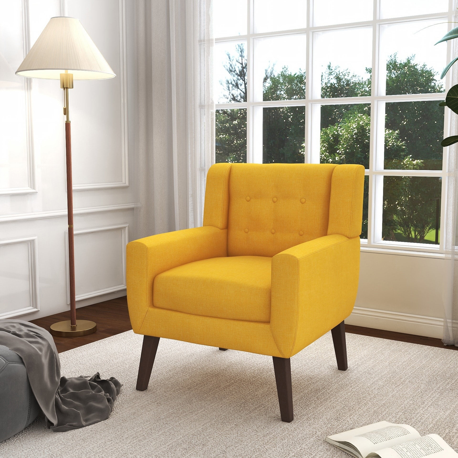 Daisy Cotton/ Linen Look Fabric Modern Accent Chair Armchair Accent Chairs Grey(Set of 2)