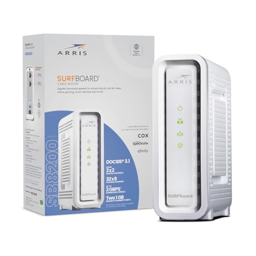 ARRIS (SB8200) - Cable Modem - Fast DOCSIS 3.1 32x8 Gigabit Cable Modem , Approved for Comcast Xfinity, Cox, Charter Spectrum