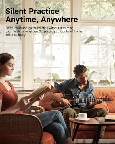Donner HUSH I Guitar For Travel - Portable Ultra-Light and Quiet Performance Headless Acoustic-Electric Guitar, Mahogany Body with Removable Frames