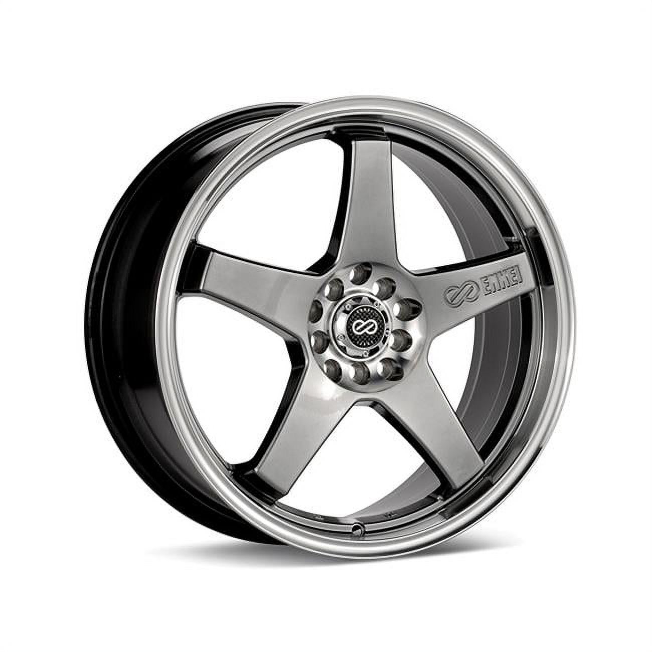 Enkei  17 x 7 & 5x100-114.3 Bolt Pattern 45 mm Offset 72.6 mm Bore EV5 Hyper Black with Machined Lip Wheel