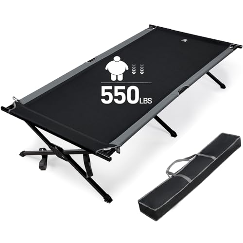 EVER ADVANCED Extra Wide Camping Cot for Adults Oversized XXL Sleeping Cots Folding Cot Bed with Carry Bag, 84.3" L x 41.9" W, Support to 550 lbs