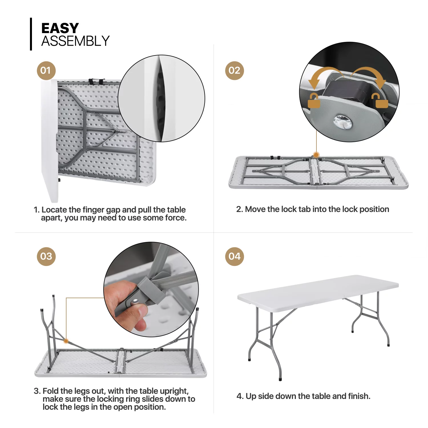 Magshion 11-Piece 6 Ft Folding Dining Table with Chairs Set, Foldable Table Picnic Desk with Handle and 10Pcs Chairs, White