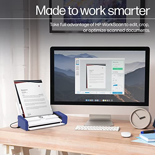 HP Compact Desktop Duplex USB Mobile Document & Photo Scanner with Auto-Feed Tray for Portable 2-Sided Digital Scanning, Model HPPS200