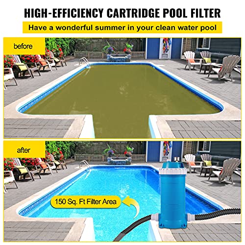 VEVOR Cartridge Pool Filter, 50-525Sq. Ft Filter Area Inground Pool Filter