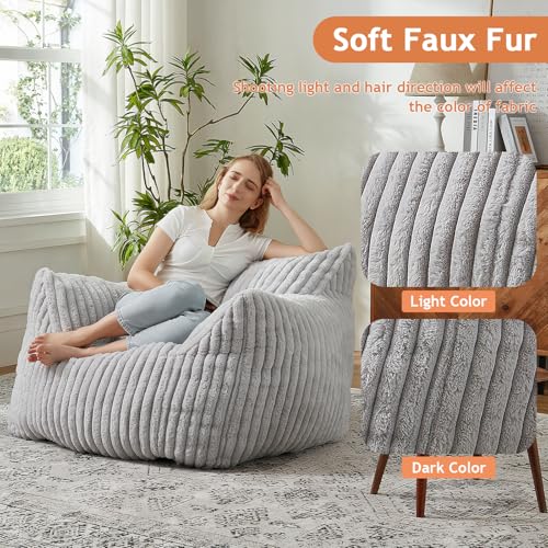 Giant Bean Bag Chairs for Adults with Filling Plush Fluffy Bean Bag Chairs for Teens with Armrests Comfy BeanBag Lazy Couch Sofa Chair for Bedroom