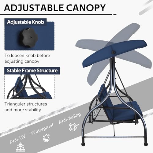 U-MAX Porch Swing Chair with Adjustable Backrest&Canopy