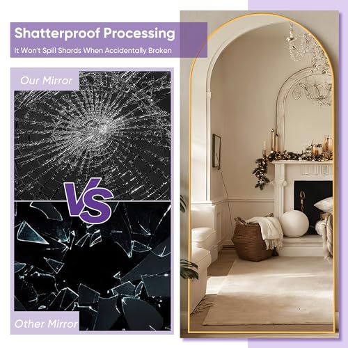 Full Length Mirror, 76"x34" Arched Floor Mirror Freestanding, Floor Standing Full Body Mirror with Stand for Bedroom