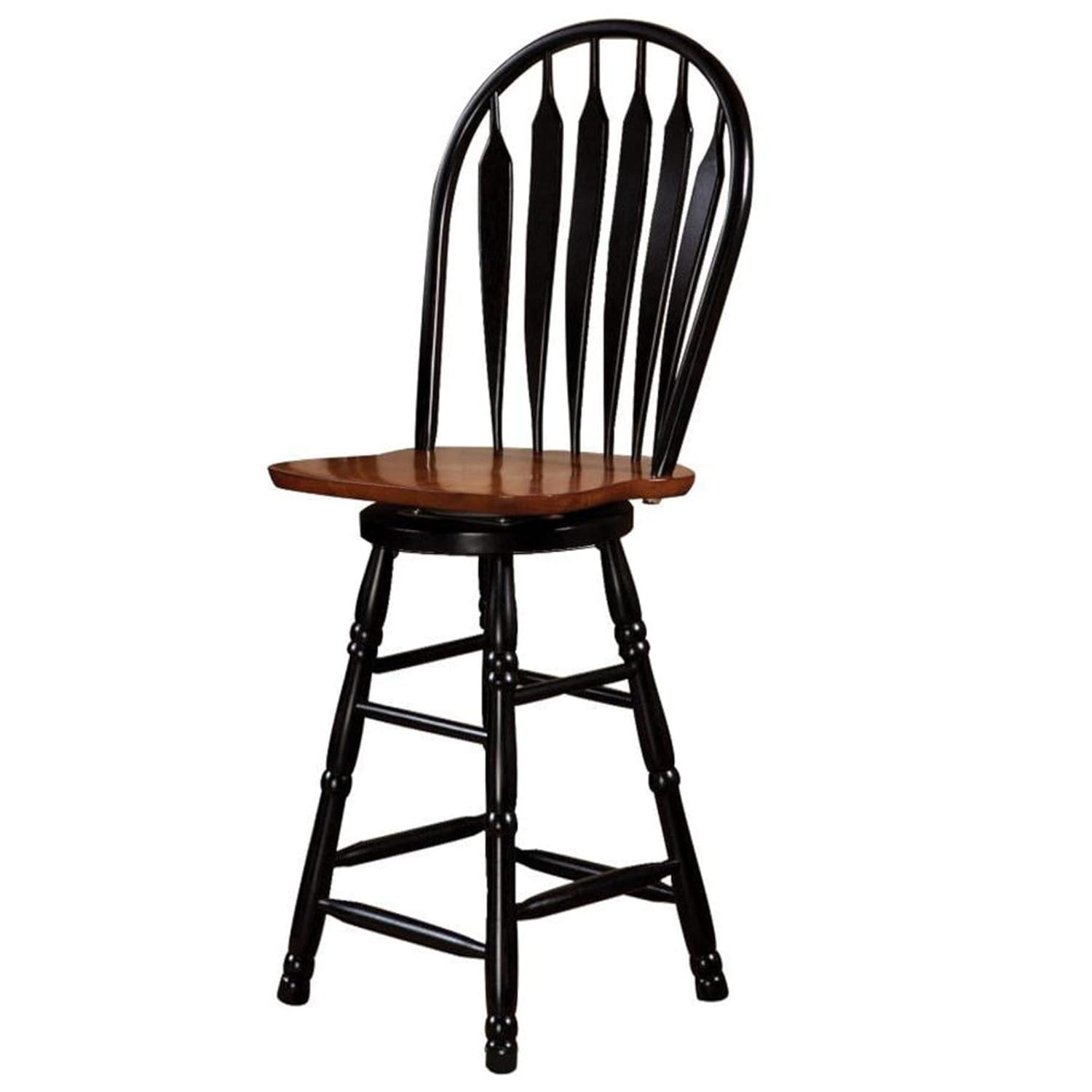 Sunset Trading Swivel Barstool, 30", Antique Black/Cherry