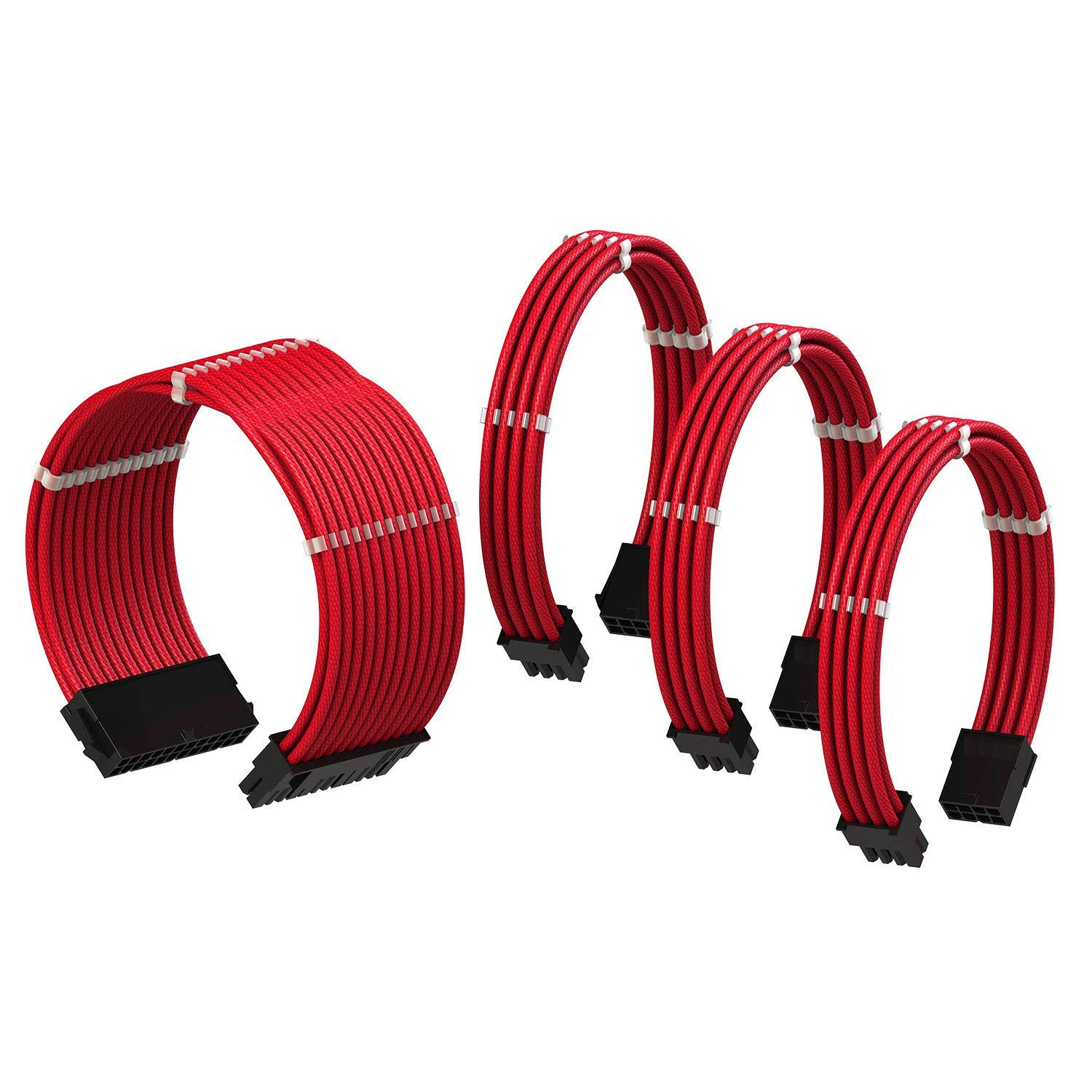 LINKUP - PSU Cable Extension Sleeved Custom Mod GPU PC Braided w/Comb Kit 1 x 24 P (20+4) 1 x 8 P (4+4) CPU 2 x 8 P (6+2) GPU Se