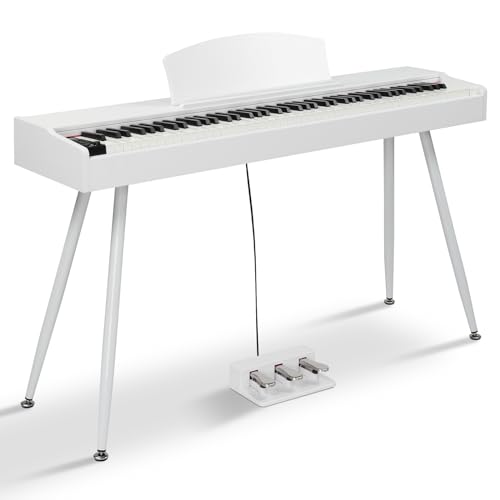 Ktaxon Digital Piano 88-Key Weighted Action Electric Piano with 3-Pedal Unit, Double Bluetooth, Split/Touch/Transpose Control Functions(Black)