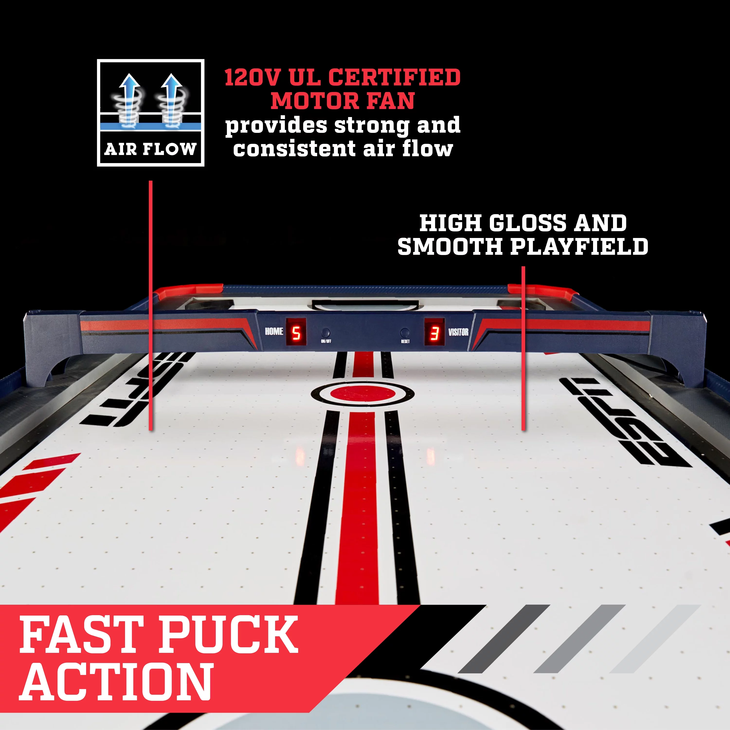 ESPN Air Powered Hockey Table with Overhead Electronic Scorer, 60" x 32" x 32"