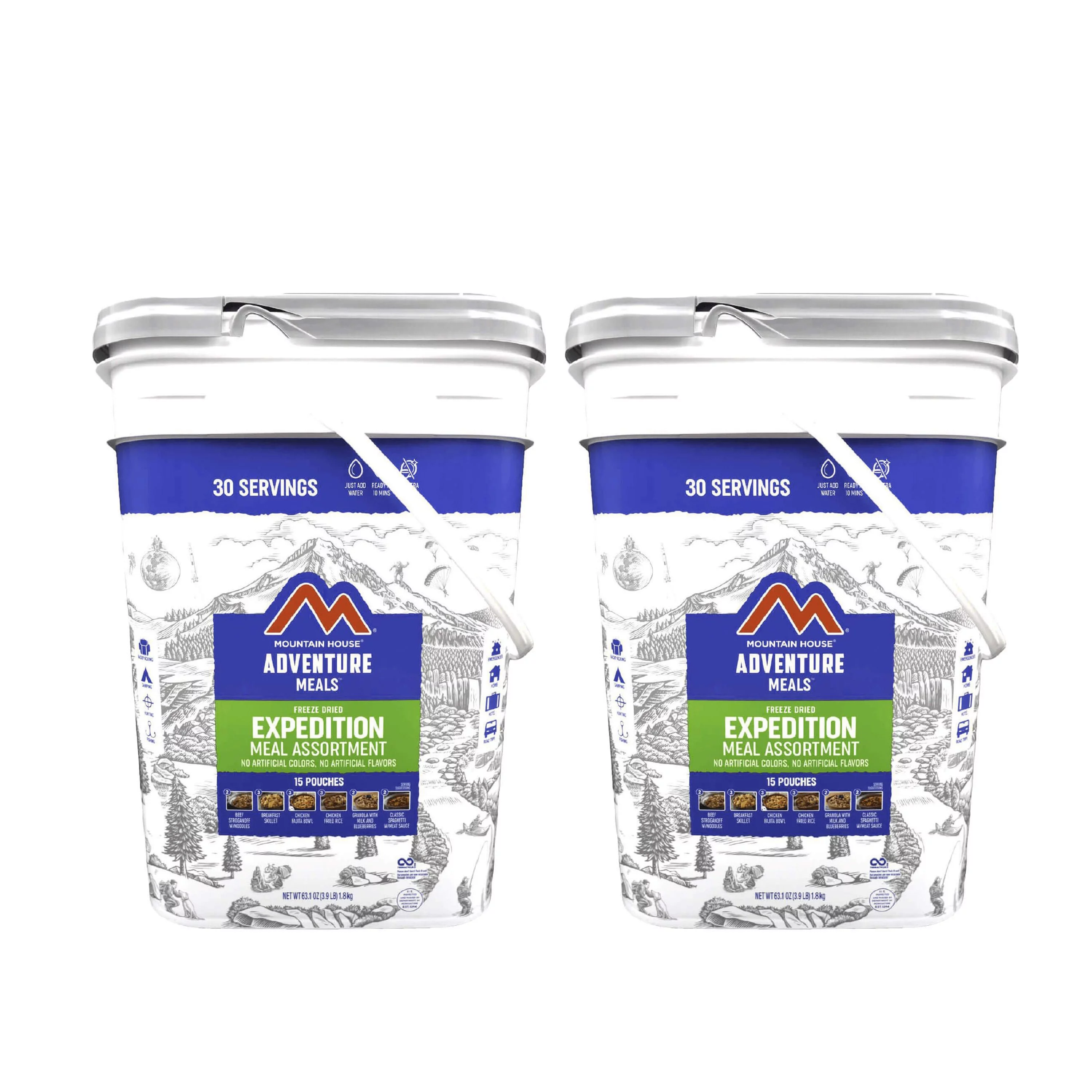 Mountain House Expedition Meal Assortment Bucket | 5 Days Meal Kit / Bucket Freeze Dried Backpacking & Camping Food | 30 Servings /Bucket | 30 Years