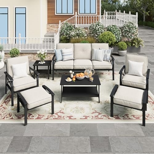 Wisteria Lane 5-Piece Outdoor Patio Furniture Set, Outdoor Metal Sectional Furniture with Cushions