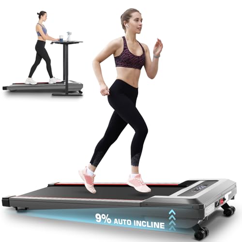 FUNMILY Walking Pad with Auto Incline, 4 in 1 Under Desk Treadmill for Home Office, 8 Levels Adjustable Slope Treadmill