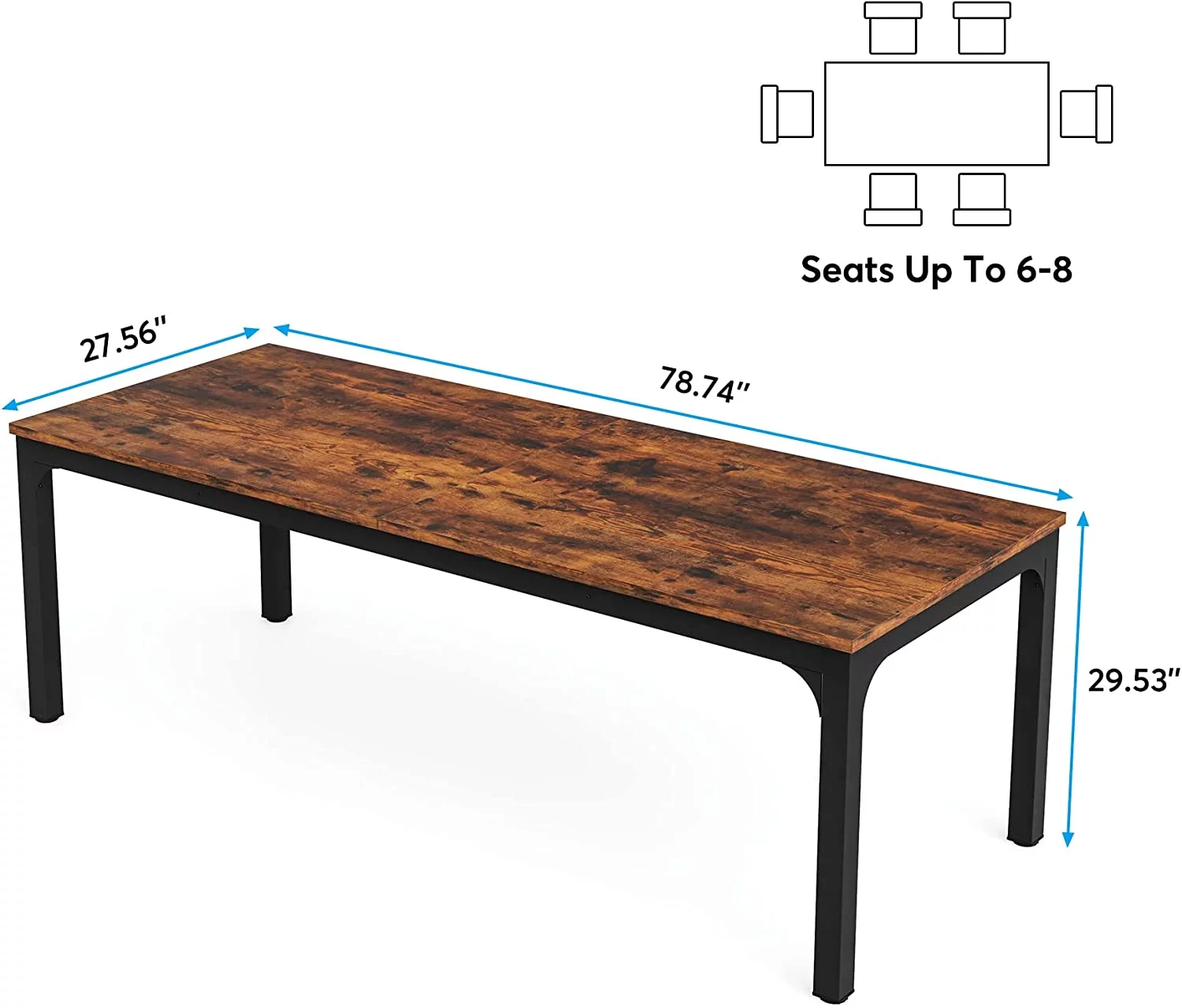 Tribesigns Dining Table for 6-8 Person, 78 inch Long Rectangular Kitchen Table (Only Table) - Radiant Selections