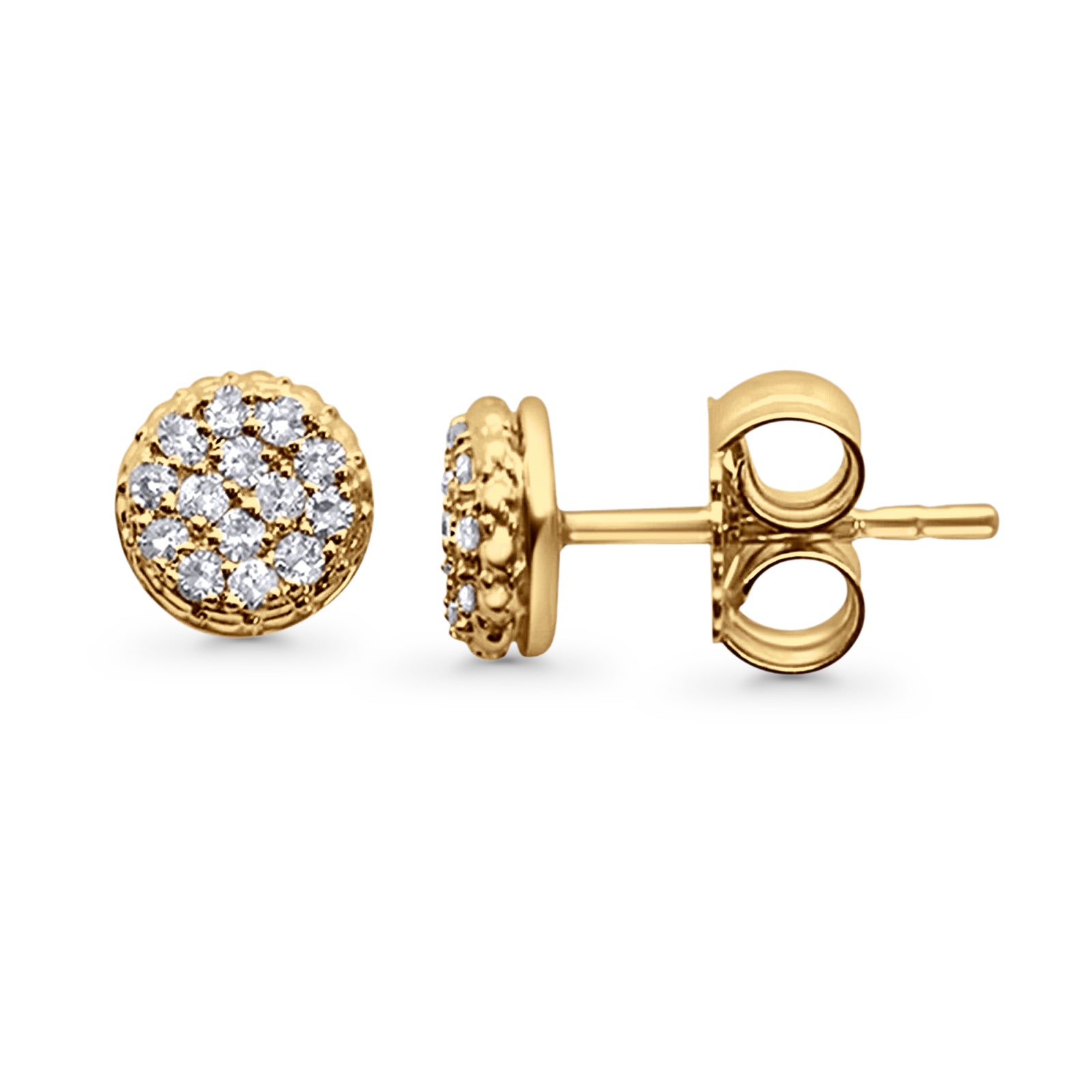 10K Yellow Gold 5.8mm Round Shaped Classic Diamond Stud With Push Back Earrings