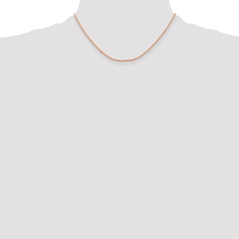 14K Rose Gold 16 inch 1.5mm Diamond-cut Rope with Lobster Clasp Chain Q012R-16
