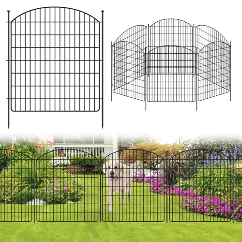 16 Panels No Dig Garden Fence with Gate, 32in x 38.6ft Decorative Dog Fence Outdoor for Yard