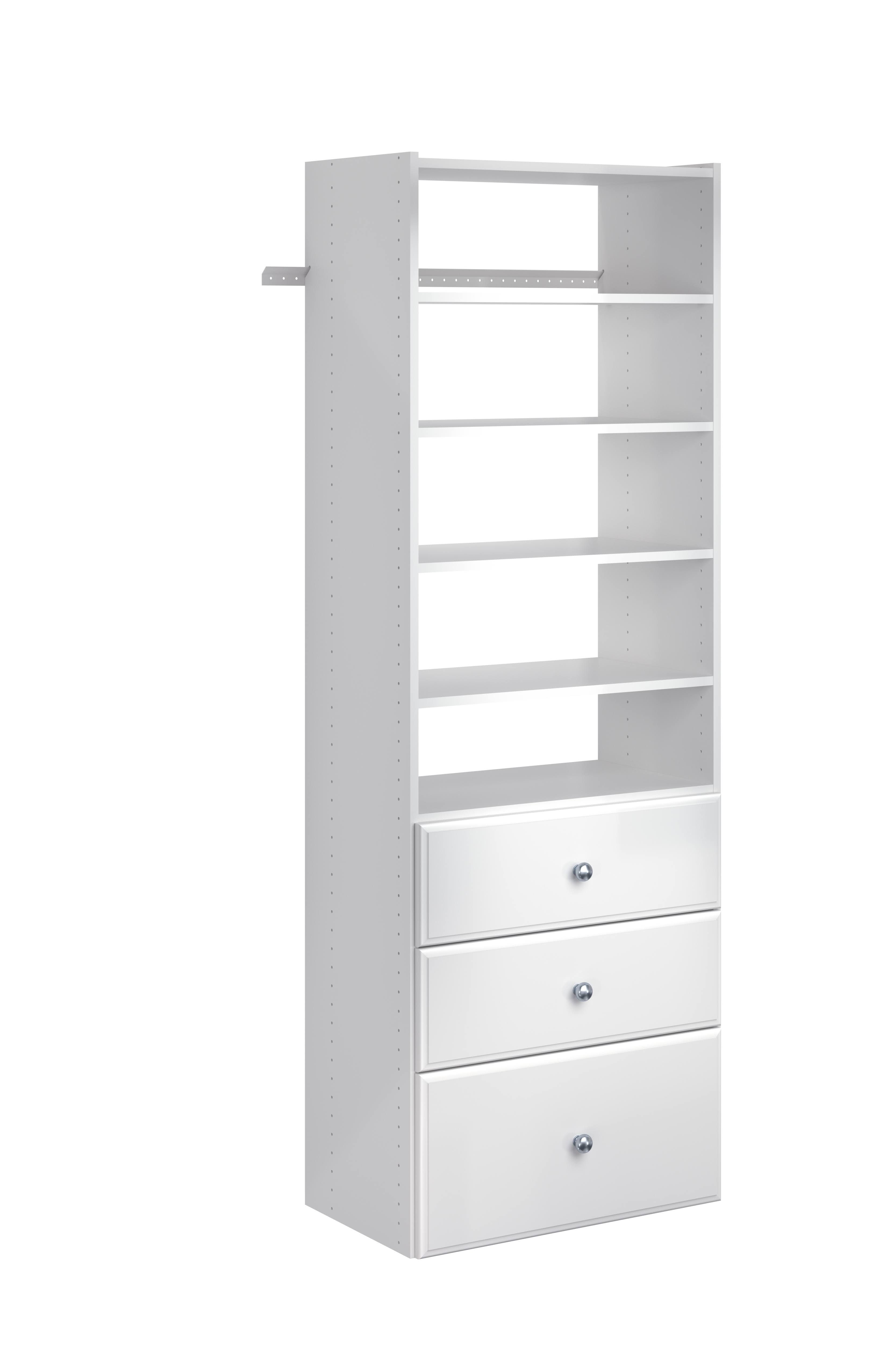 Easy Track Premium Tower Closet Storage Organizer with Shelves u0026 Drawers, White