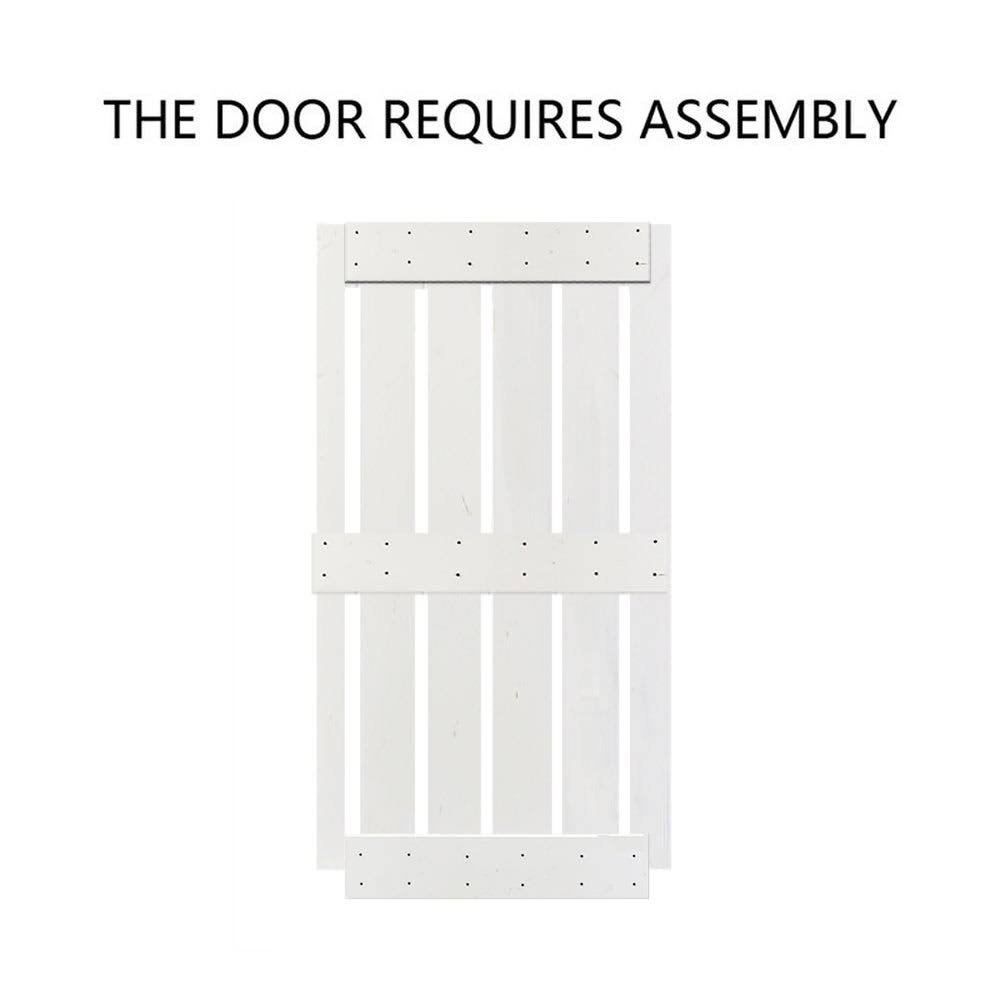 CALHOME 30 in x 84 in White Stained 2 Panel Solid Knotty Pine Wood Barn Door - 30 x 84
