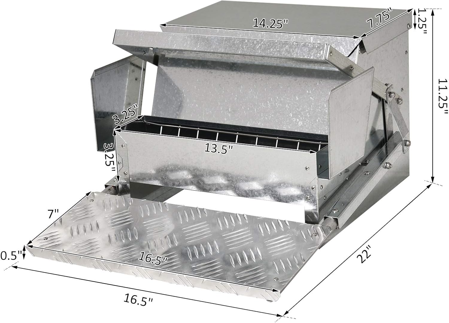 PawHut 30 lbs Capacity Automatic Chicken Poultry Feeder with a Galvanized Steel and Aluminium Build, Weatherproof Design