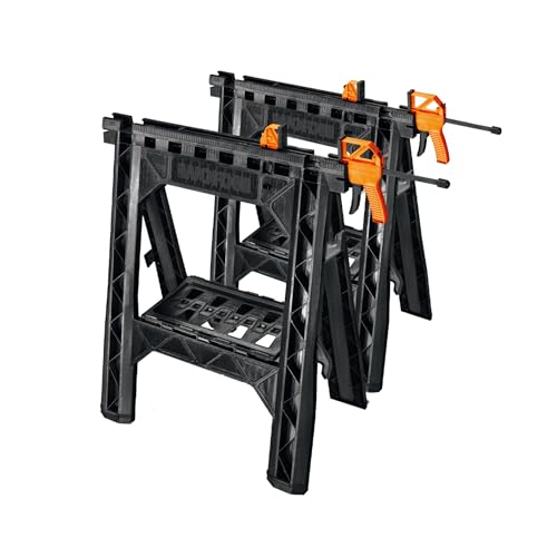 Worx Pegasus 2-in-1 Folding Work Table & Sawhorse, Easy Setup Portable Workbench