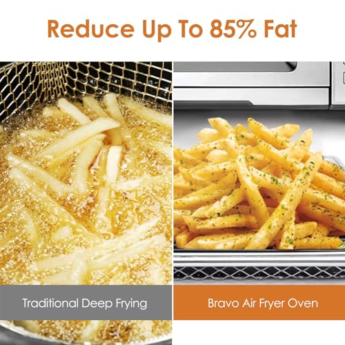 Nuwave Bravo Air Fryer Toaster Smart Oven, 10-in-1 Countertop Convection, 1800 Watts, 21-Qt Capacity, 50°-450°F Temp Controls