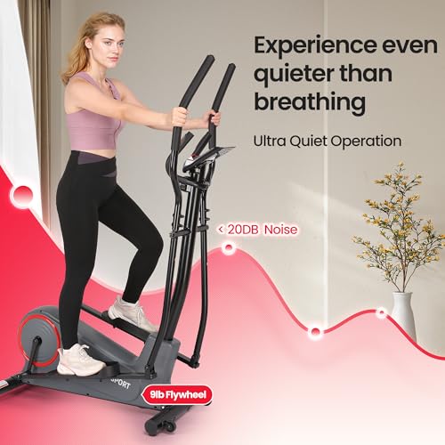 Elliptical Exercise Machine Elliptical Machine for Home with 8 Levels Adjustable Resistance LCD Monitor Pulse Monitor 13IN Stride 300 LBS Weight