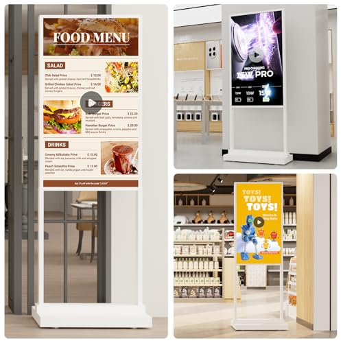 32 inch Digital Signage Kiosk LCD Advertising Display Menu Displays Indoor Floor Standing Vertical Poster White 2+32GB 2K 700nits Android OS with USB