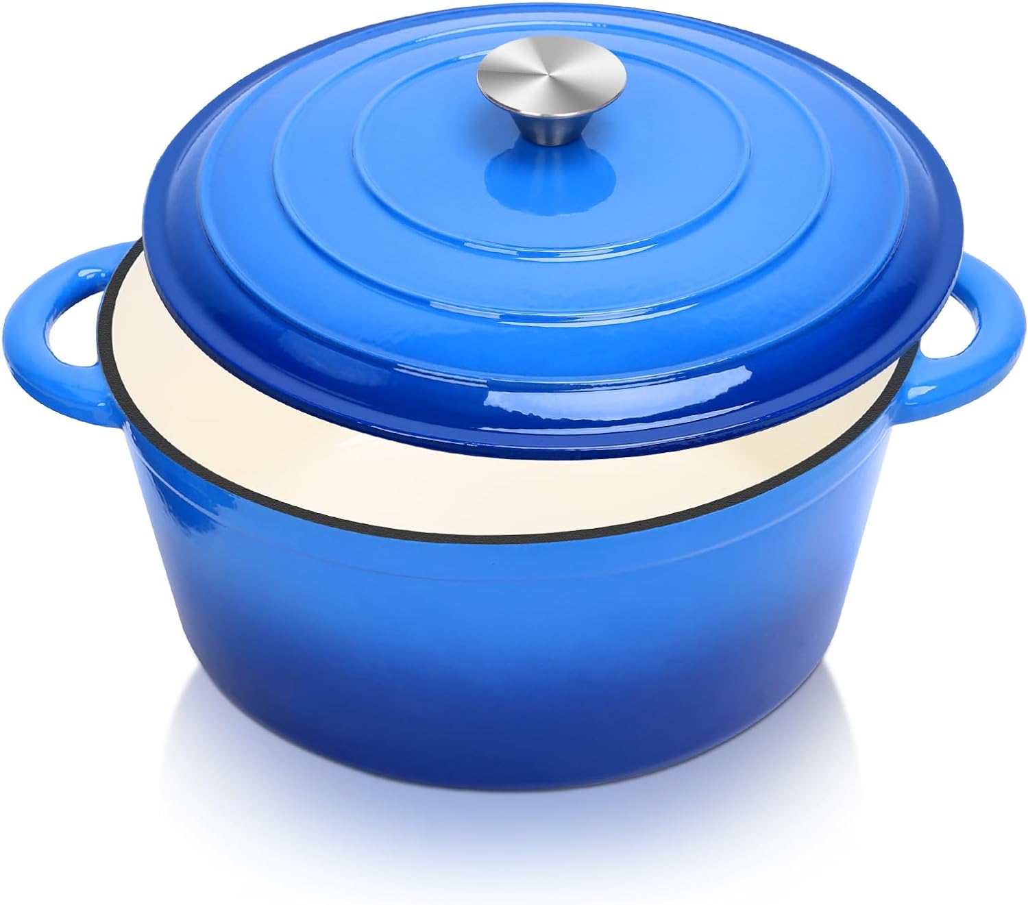 Grisun 6 Quart Enameled Cast Iron Dutch Oven with Lid, Round Dutch Oven Pot Cookware with Dual Handles for Home, Kitchen, Oven Safe, Use to Marinate