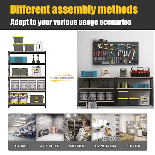 PrimeZone 2 Pack Storage Shelves 48" x 24" x 72" - 5 Tier Heavy Duty Adjustable Garage Storage Shelving