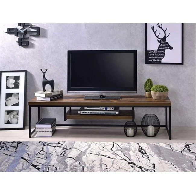 Bob TV Stand, Weathered Oak & Black - 35 lbs