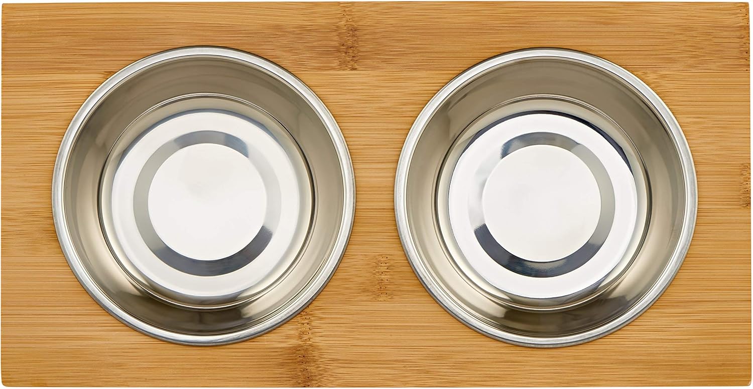 Pawfect Pets Elevated Dog Bowl Stand- 4&rdquo; Raised Dog Bowl for Small Dogs and Cats. Pet Feeder Comes with Four Stainless Steel Bowls