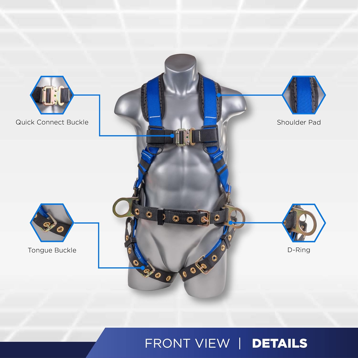 Palmer Safety Fall Protection Roofing Bucket Kit I Full-Body Harness, 50' Vertical Rope & Anchor Set